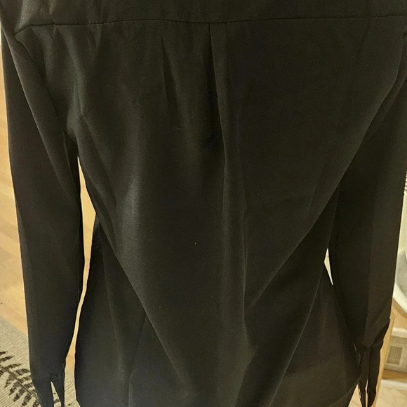 Brand New Chiffon Long Sleeve Button Down Shirt Blouse Wmn's V-neck Tops Black M - Picture 6 of 6